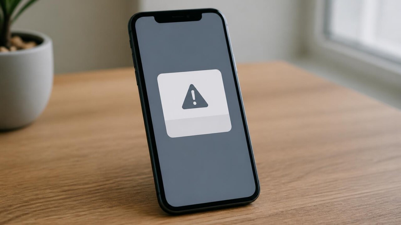 Tela de smartphone exibindo mensagem de aplicativo incompatível