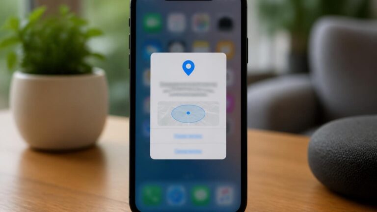Smartphone mostrando solicitação de permissão de localização em segundo plano