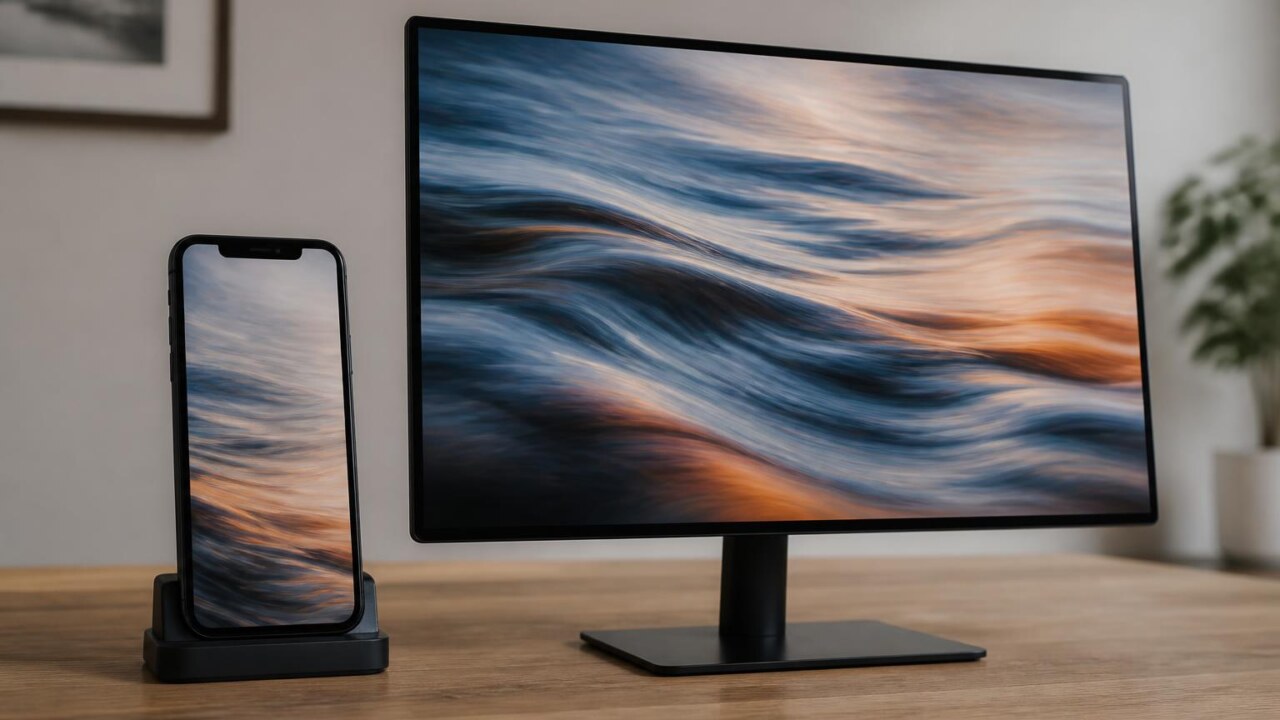 Tela de dispositivo exibindo animação fluida comparando 90 Hz e 120 Hz.